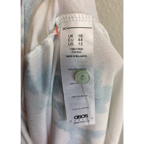 NEW Asos Curve Maxi Wrap Dress Puff Sleeve Floral Print Pleated Size 12 - Picture 10 of 11